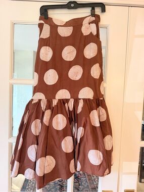 Brown Polka Dot Tiered Maxi Skirt